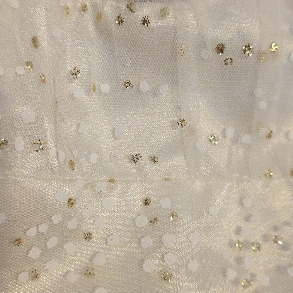 Jona Michelle Girls Cream/Gold Sequin Dress Christmas Ties Button Back Sz 12 EUC - Picture 3 of 11